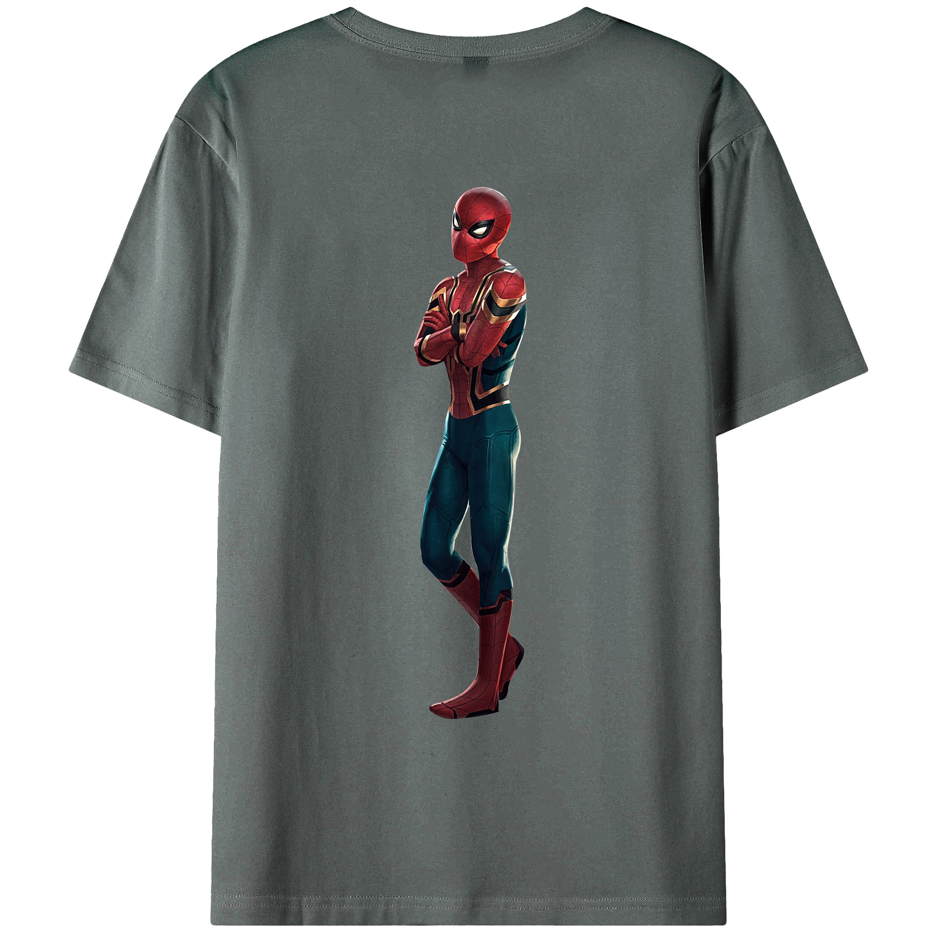 （画像用） Spider Man スパイダーマン 綿100％ メンズ半袖Tシャツ（バックプリント） 通気性